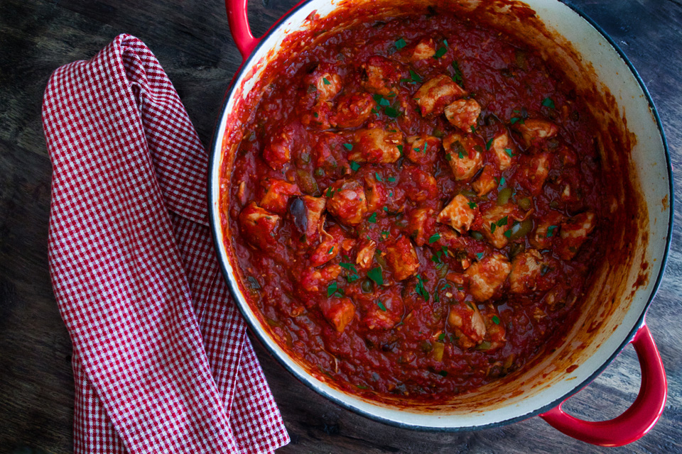 Chicken Cacciatore in a Dutch Oven